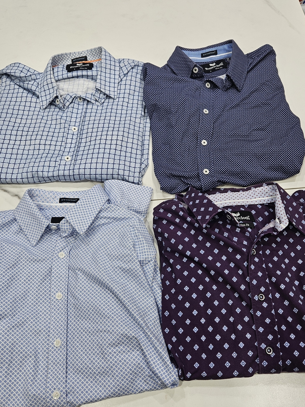 Four Buttercloth Men's  Button-Down Shirt Slim-Fit Small Long Sleeves